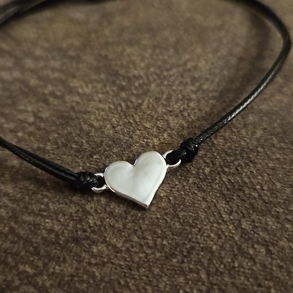 3/$30 Dainty Black Macrame Heart Adjustable Tennis Bracelet - Picture 3 of 7